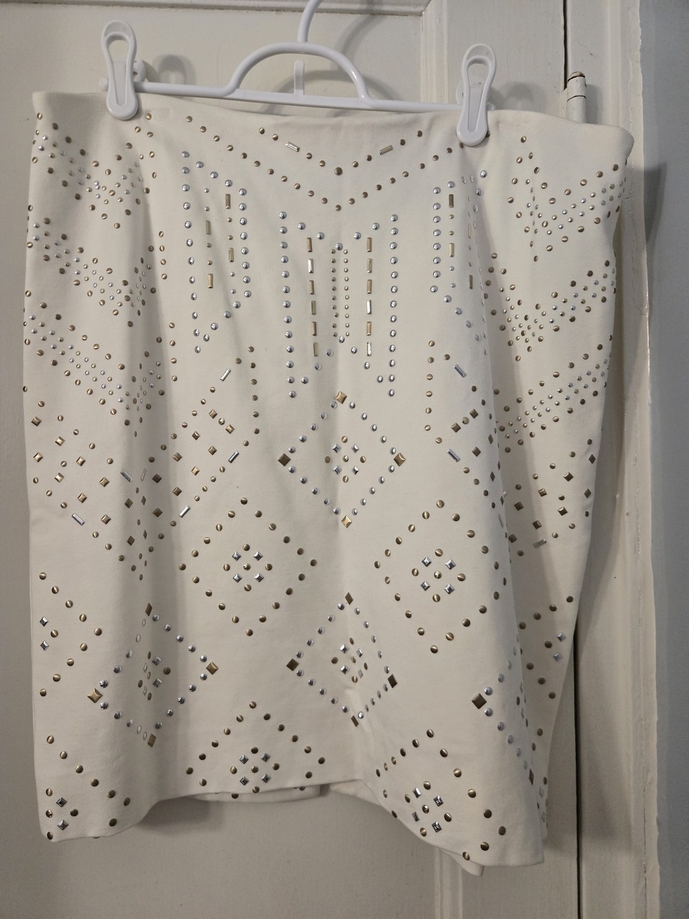 White House Black Market White Studded Women's Skirt